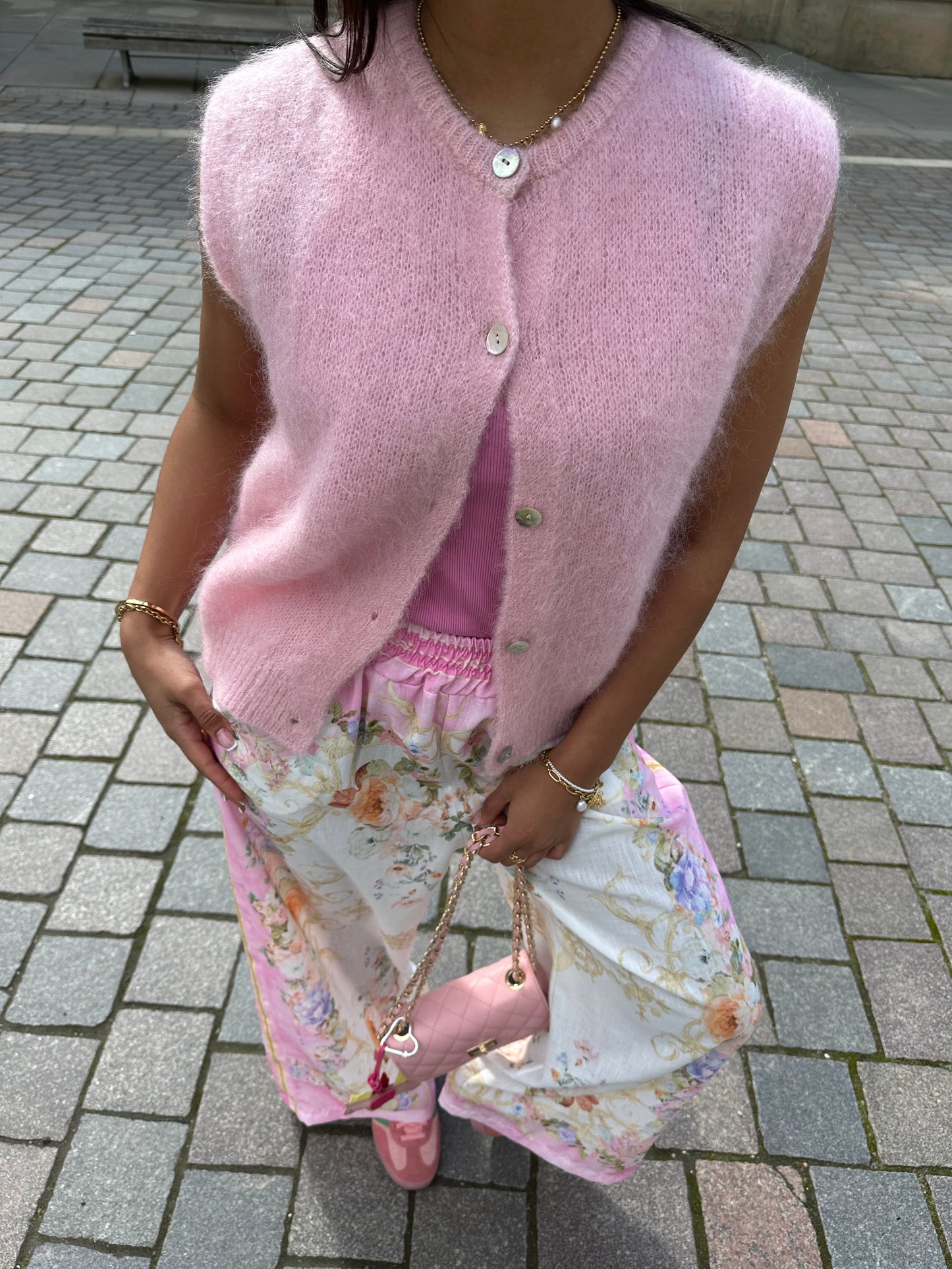 Strick Weste Rosa