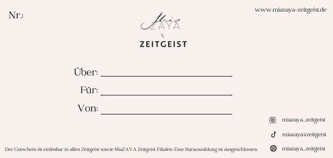 MiaZAYA Zeitgeist Gutschein