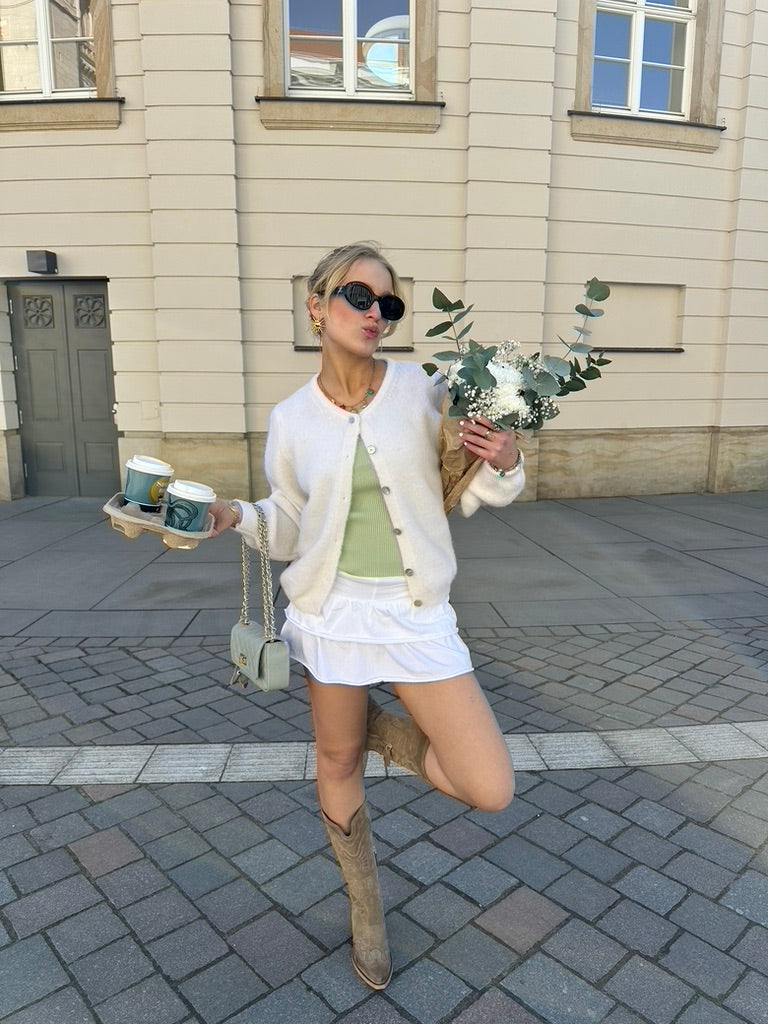 Strick Jacke Creme Weiß