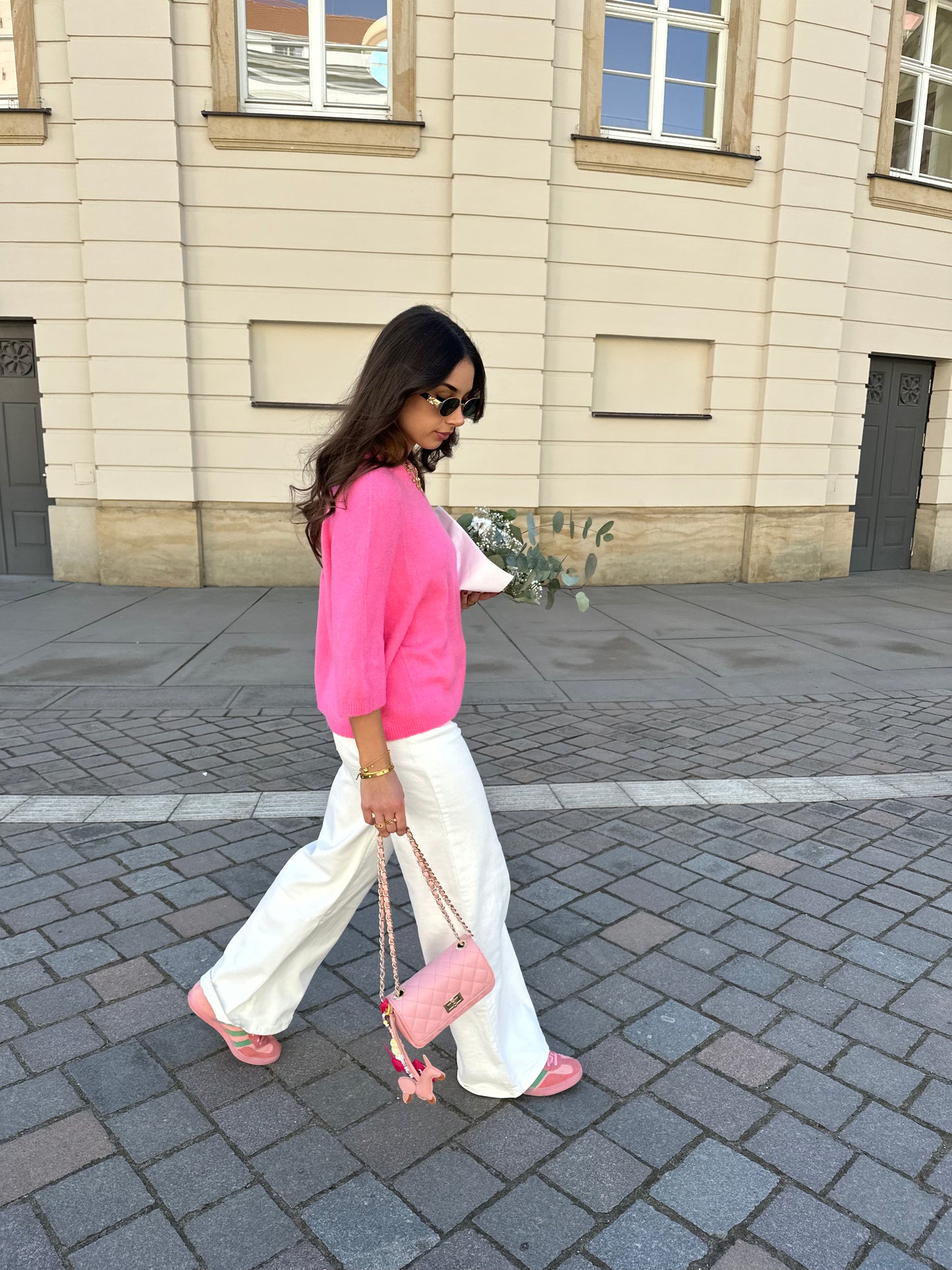 Strick Pullover kurzarm Pink