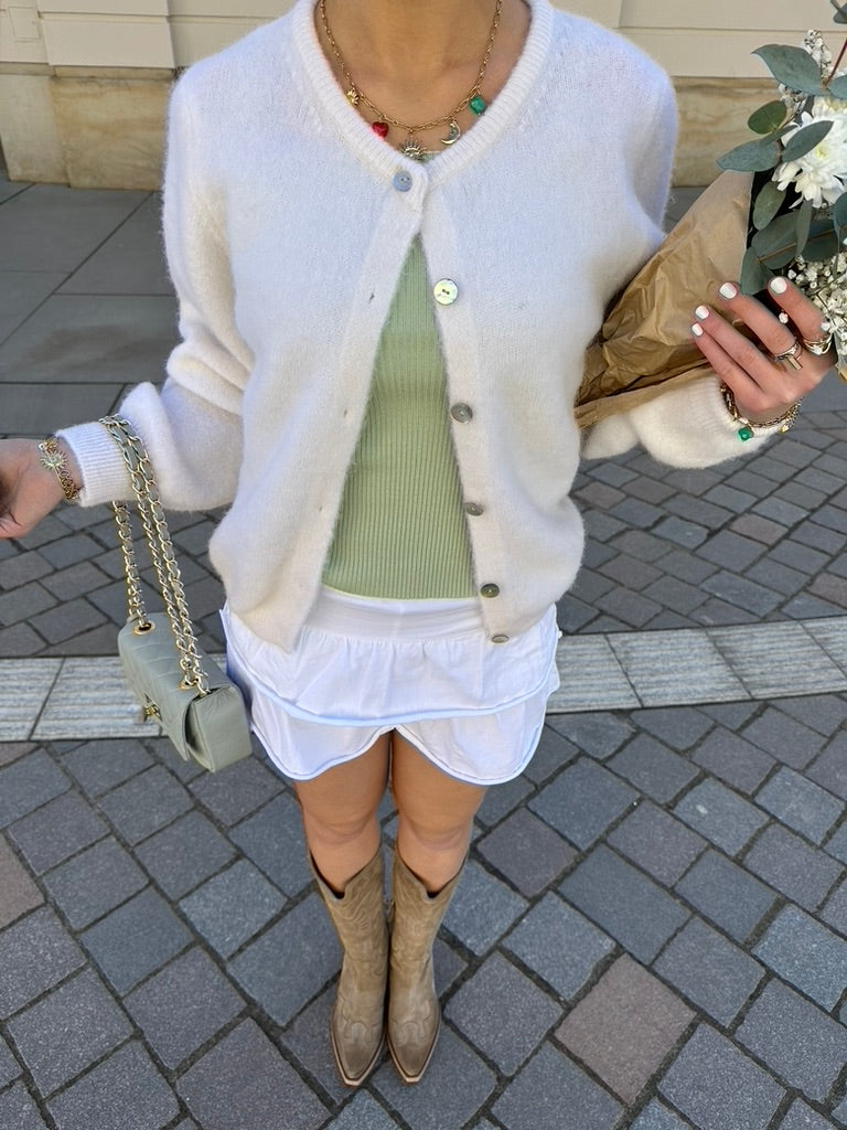 Strick Jacke Creme Weiß