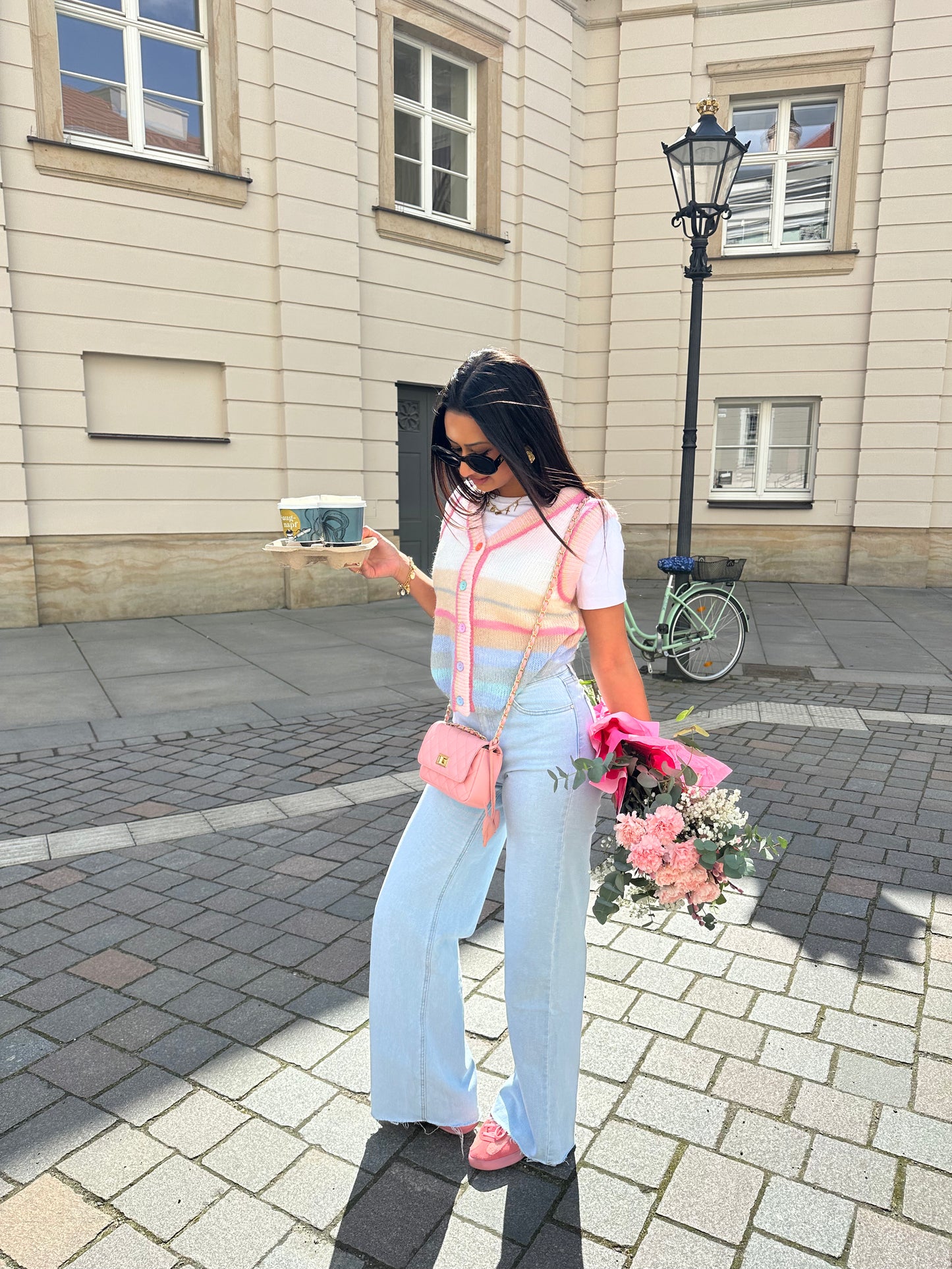 Strick Weste Pastell