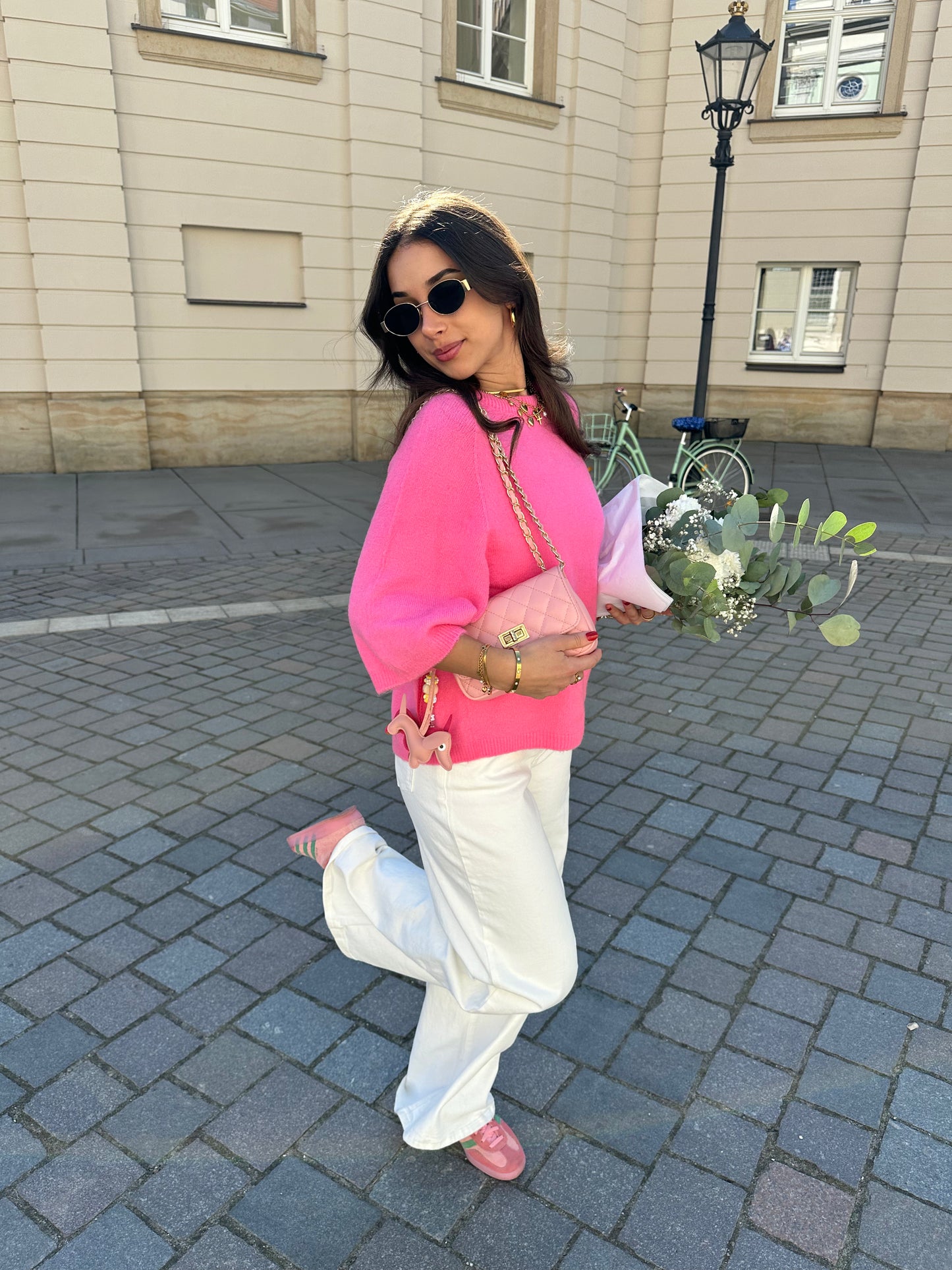 Strick Pullover kurzarm Pink