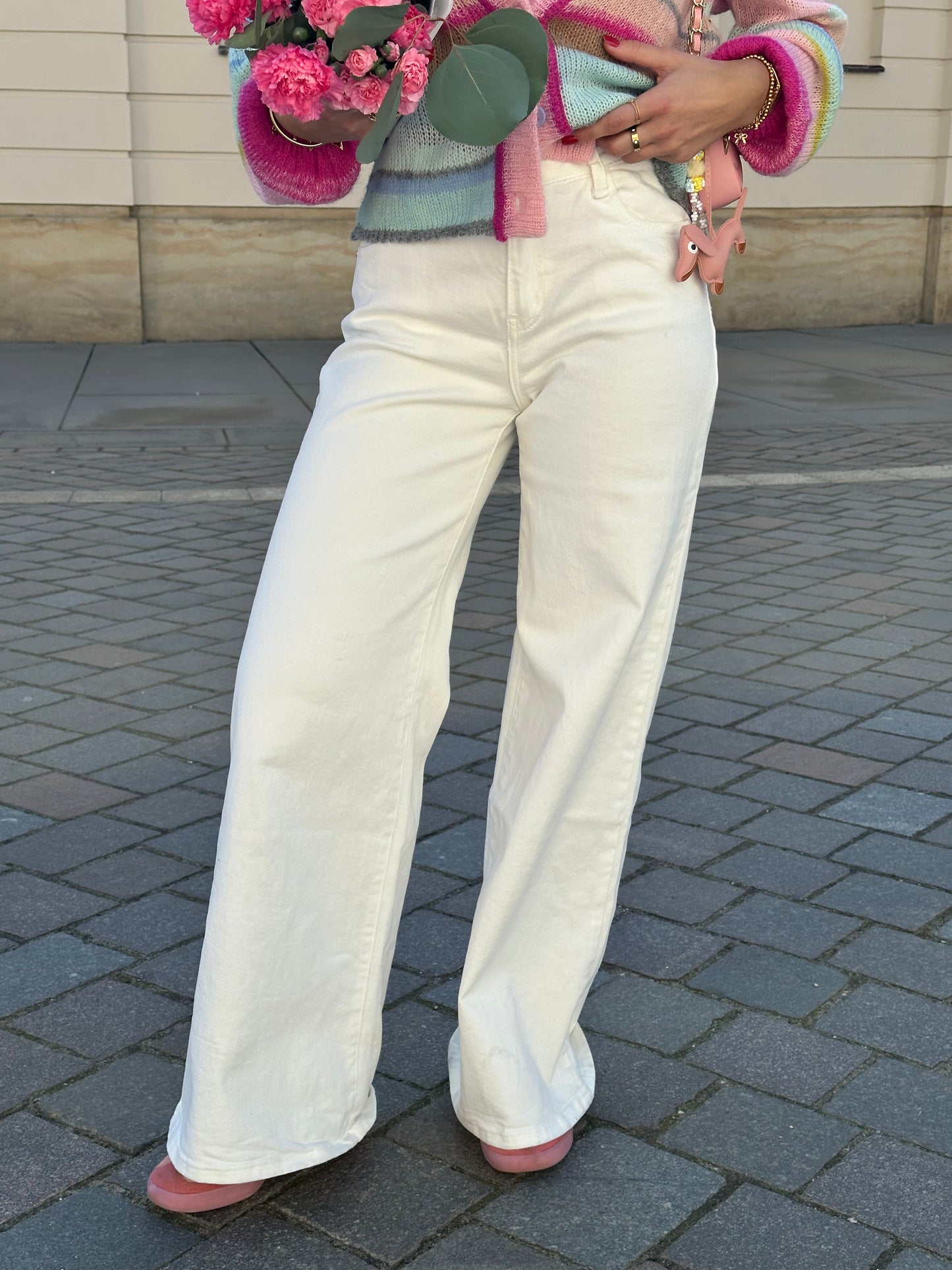 Wide Leg Jeans Weiß