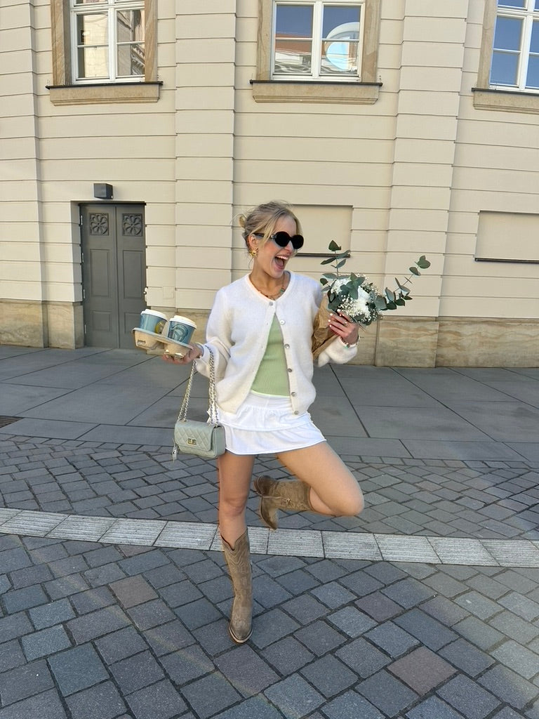 Strick Jacke Creme Weiß