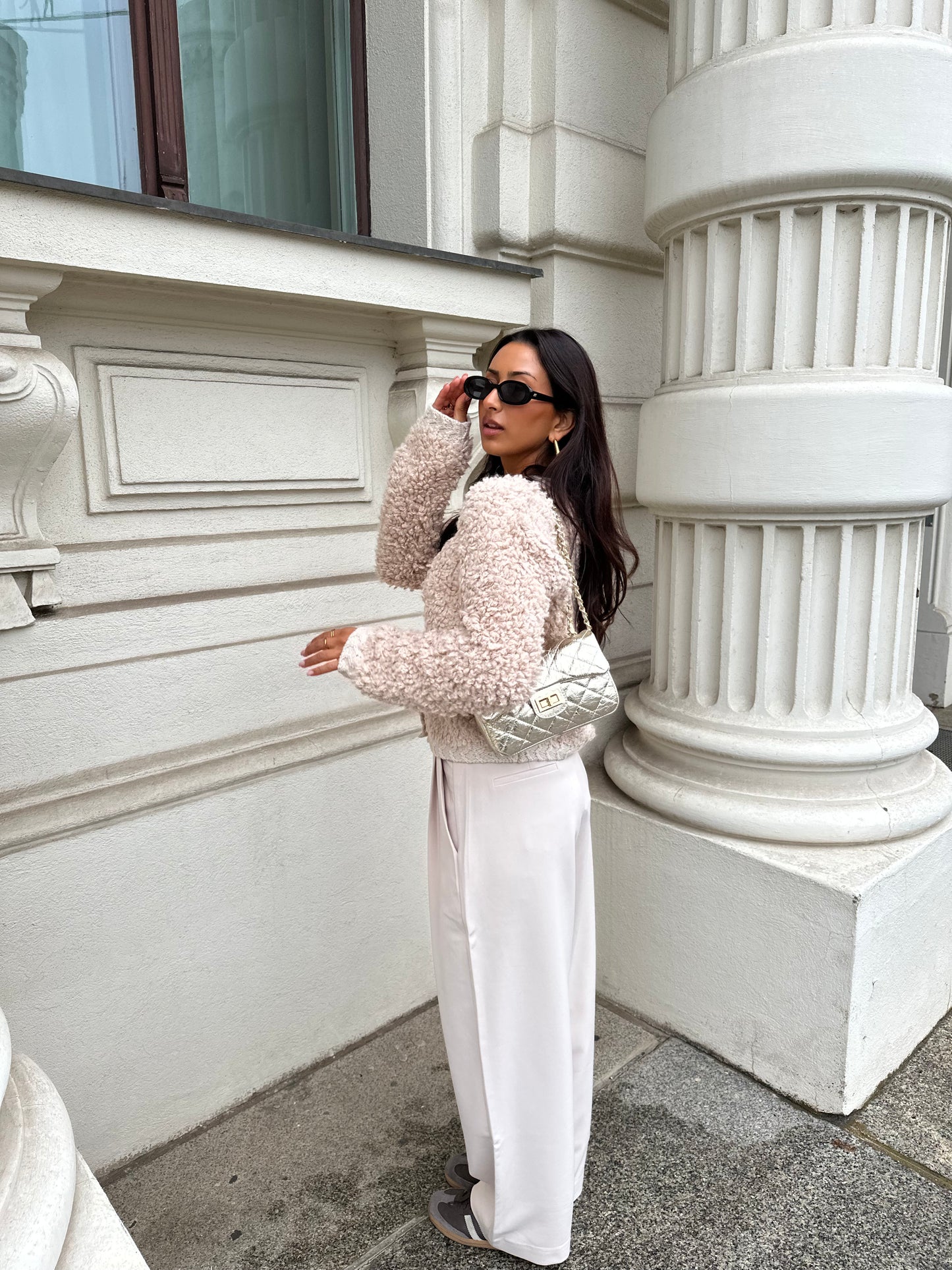Teddy Strickjacke Beige