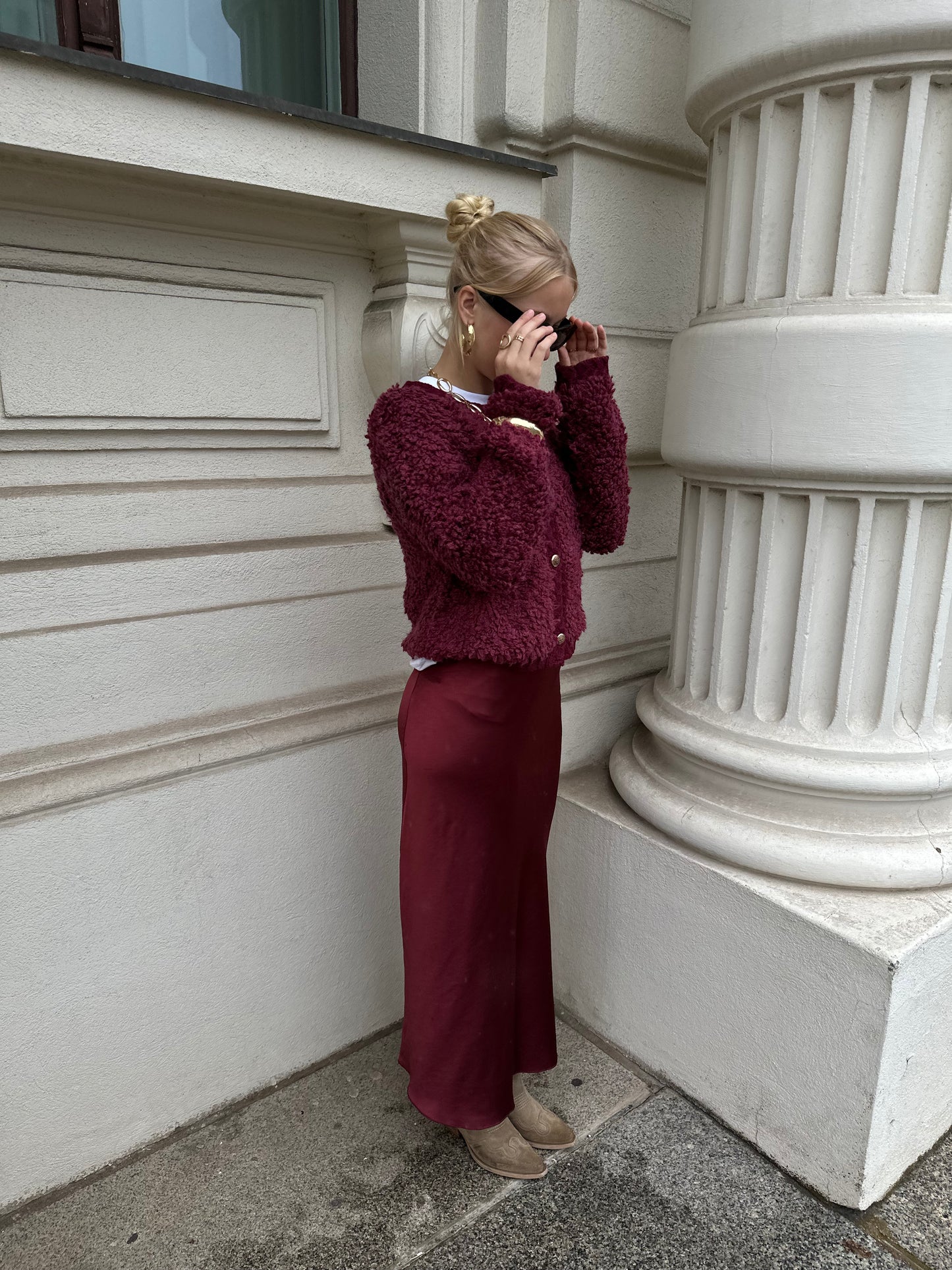 Teddy Strickjacke Burgundy