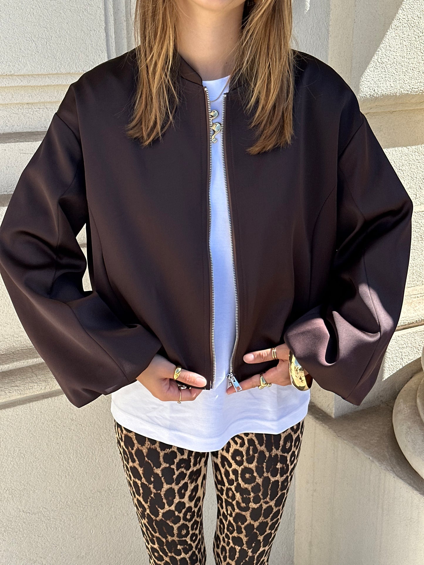 Satin Bomberjacke Braun