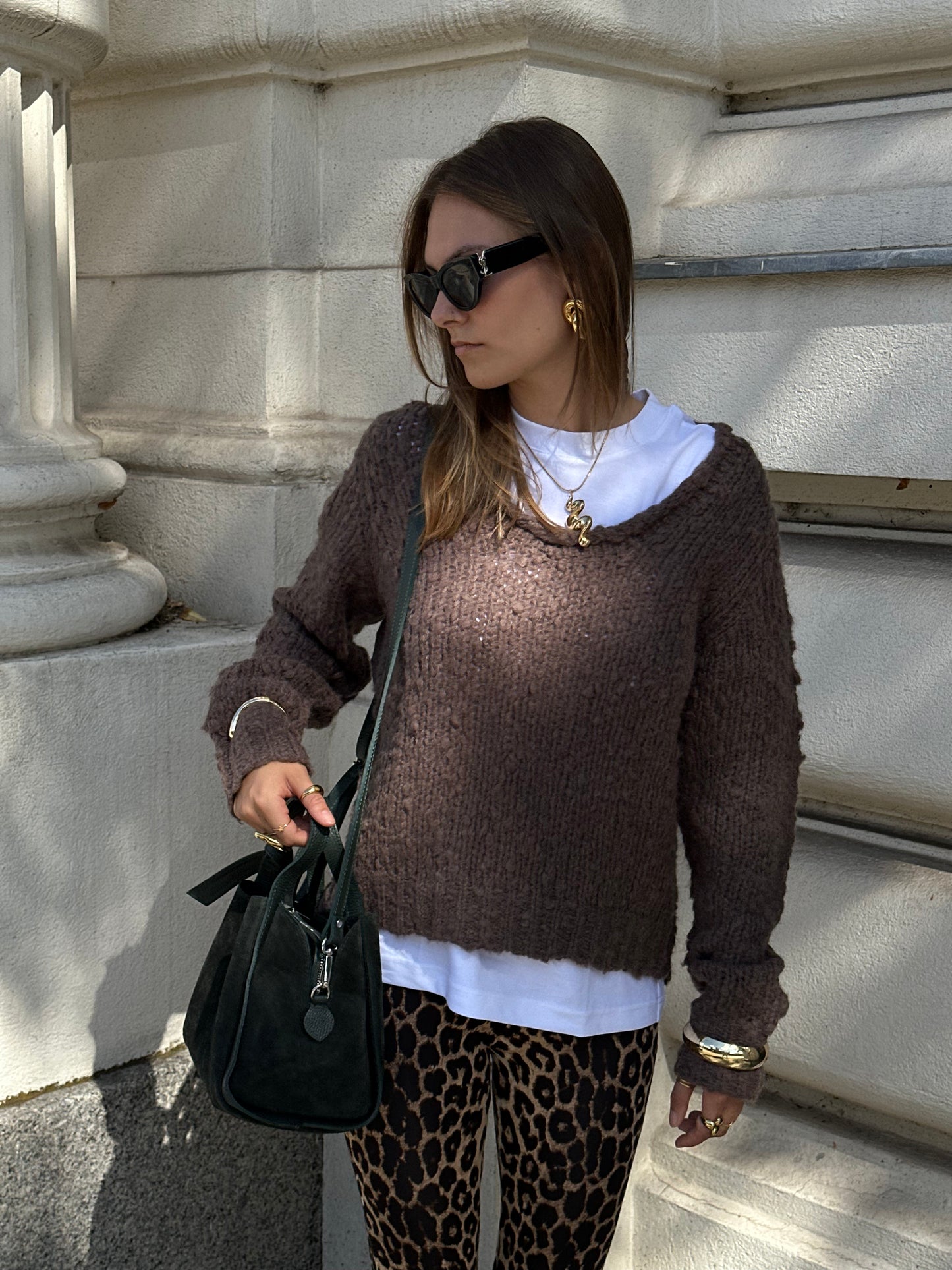 Strick Pullover Braun