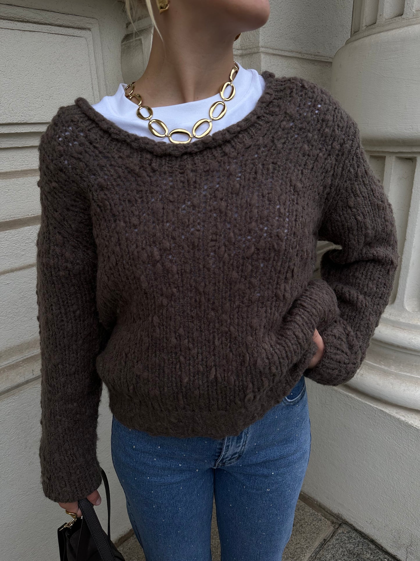 Strick Pullover Braun