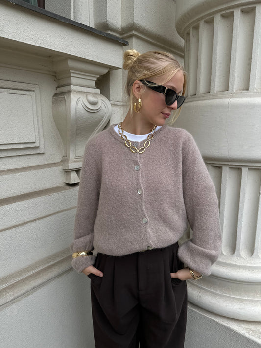 Strick Jacke Taupe