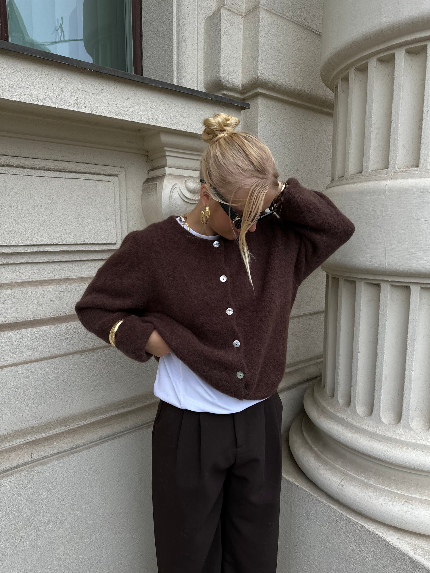 Strick Jacke Braun
