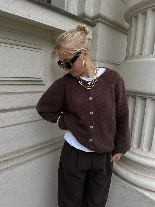 Strick Jacke Braun