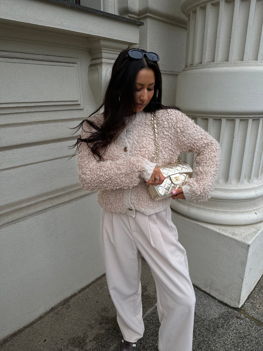 Teddy Strickjacke Beige