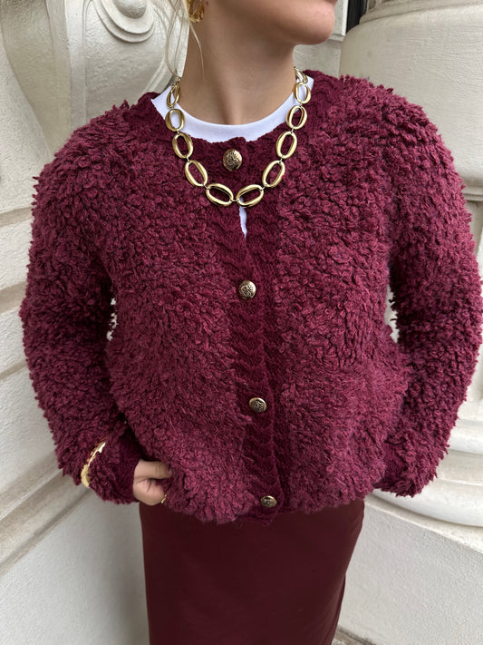 Teddy Strickjacke Burgundy
