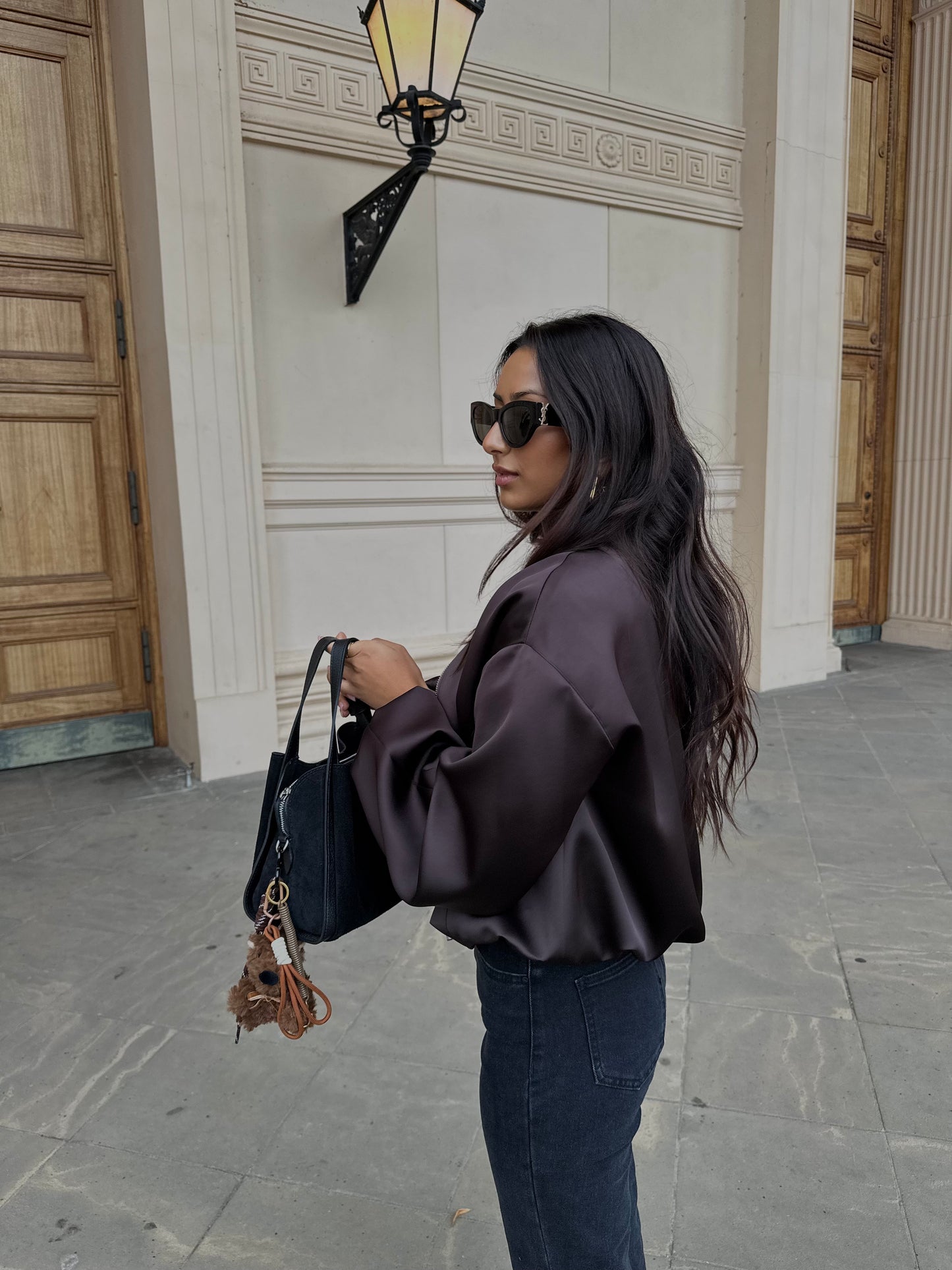 Satin Bomberjacke Braun